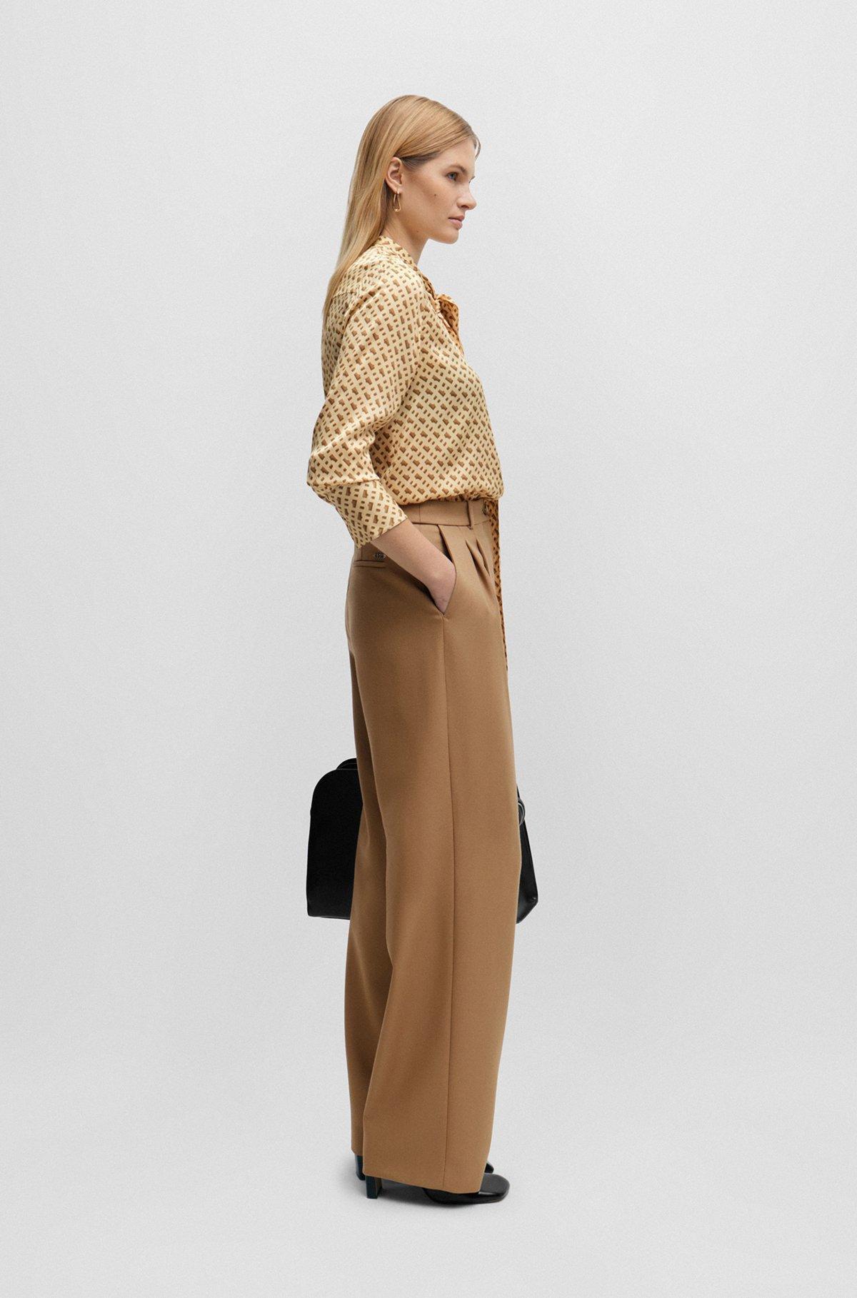 Relaxed-fit blouse in a monogram-print silk blend Product Image