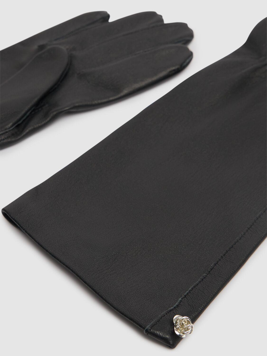 MAGDA BUTRYM Leather Long Gloves In Black Product Image