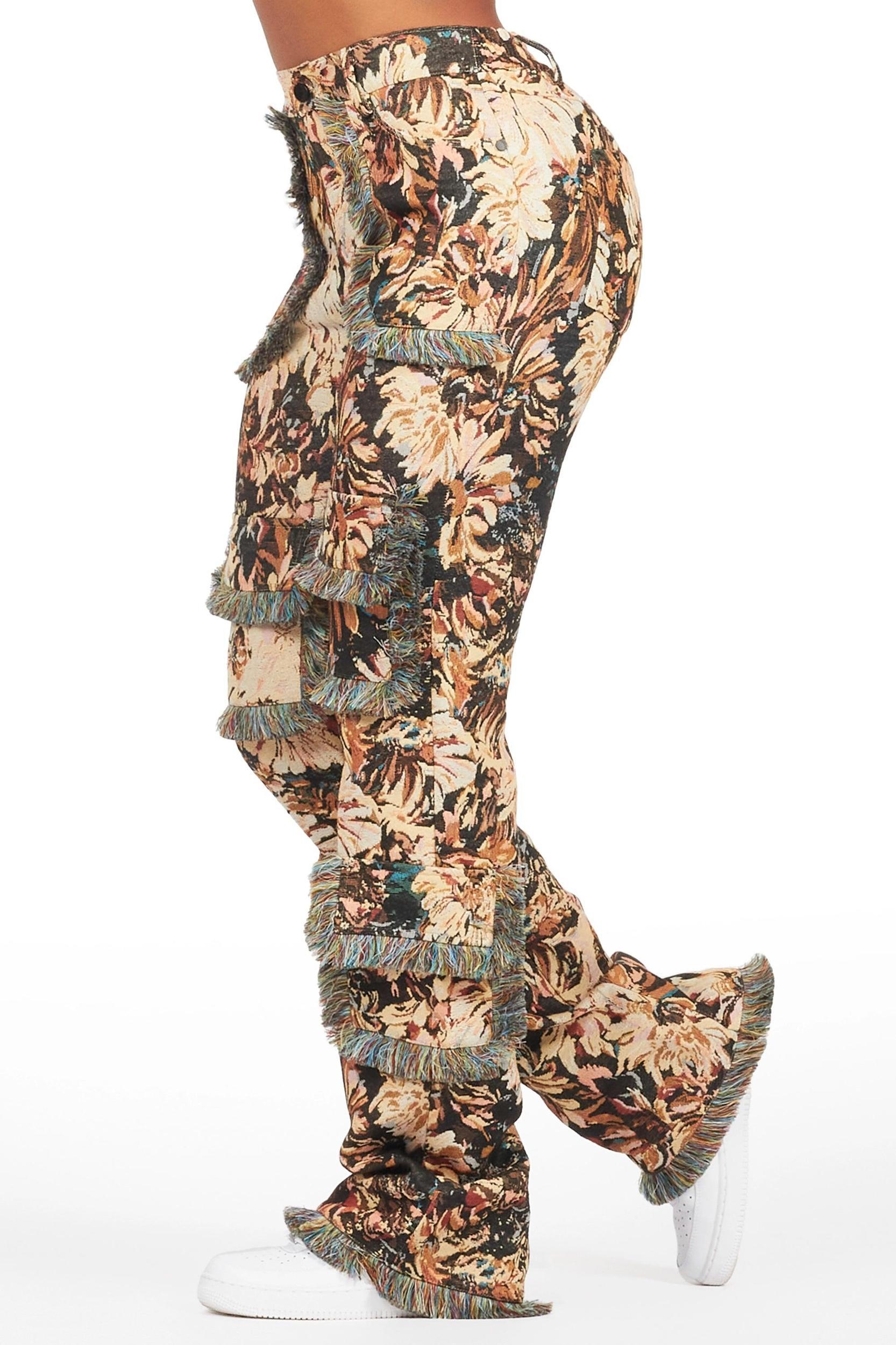 Takecia Black Tapestry Stacked Pant Female Product Image