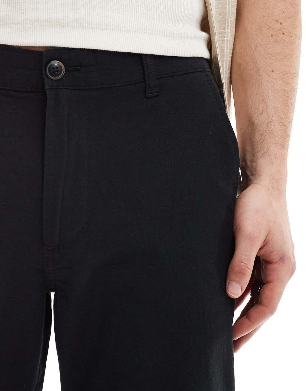 Jack & Jones linen mix chinos in black  Product Image