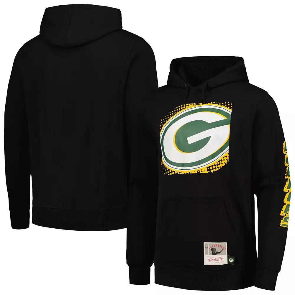 Men's Mitchell & Ness Black Green Bay Packers Gridiron Classics Big Face 7.0 Pullover Hoodie, Size: Medium Product Image