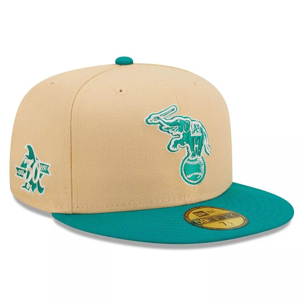 Men's New Era Natural/Teal Oakland Athletics Mango Forest 59FIFTY fitted hat, Size: 8, Beige Product Image