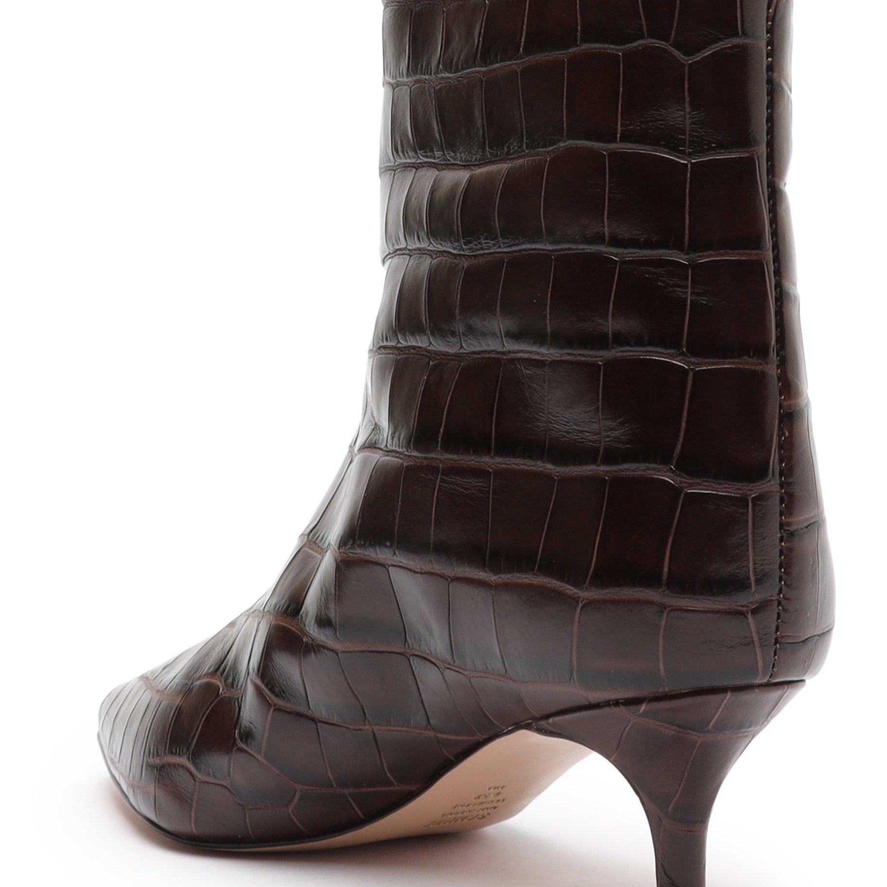 Schutz Womens Abbey Croc Embossed Kitten Heel Boots Product Image
