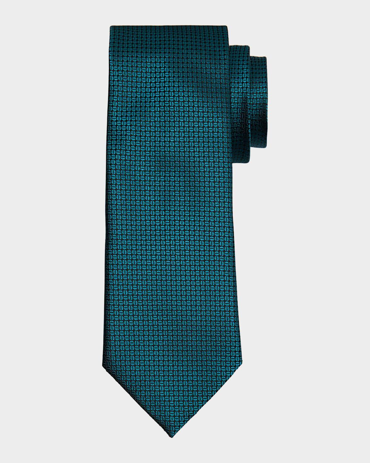 Mens Geometric Jacquard Silk Tie Product Image