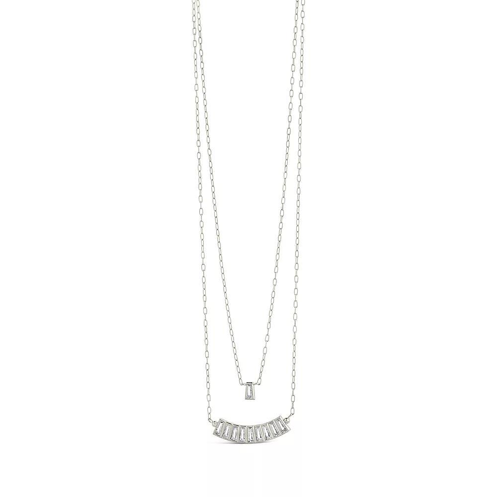 MC Collective Cubic Zirconia Row & Charm Layered Necklace, Women's, Size: 16/18+2", Silver Tone Product Image