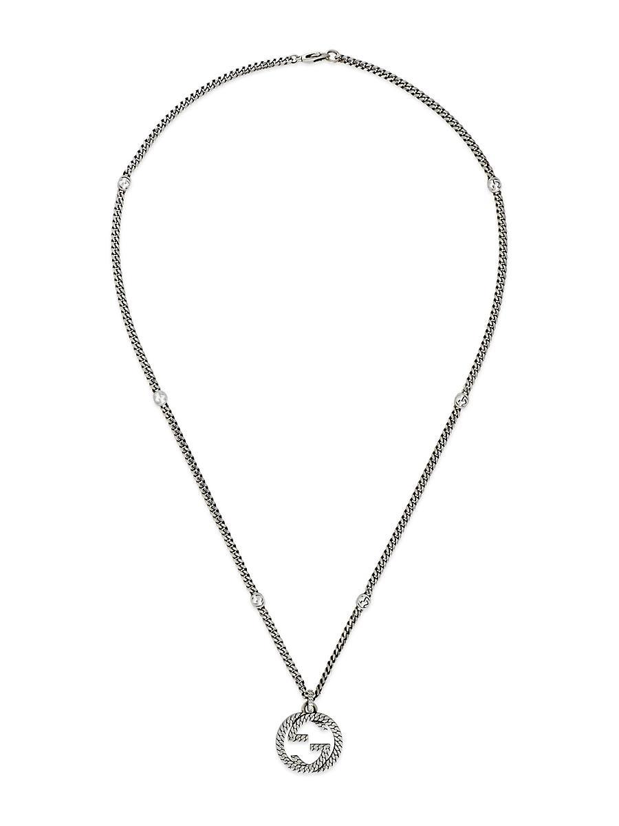 Mens Unisex Interlocking G Sterling Silver Necklace Product Image