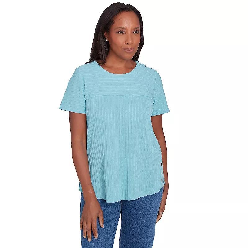 Women's Alfred Dunner Solid Textured Short Sleeve Tee, Size: Large, Peony Product Image