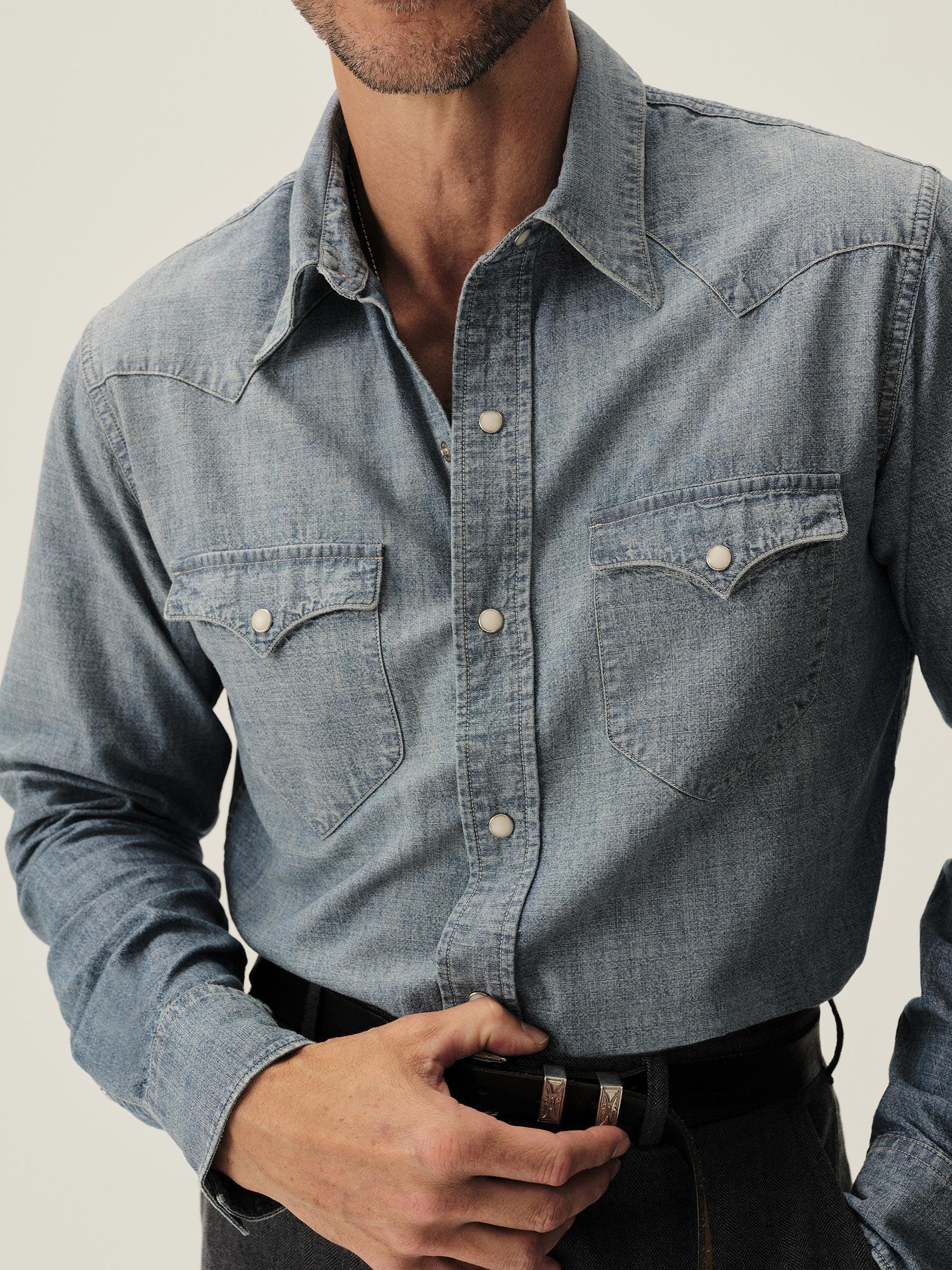 M046 Japanese Chambray Western Shirt Product Image
