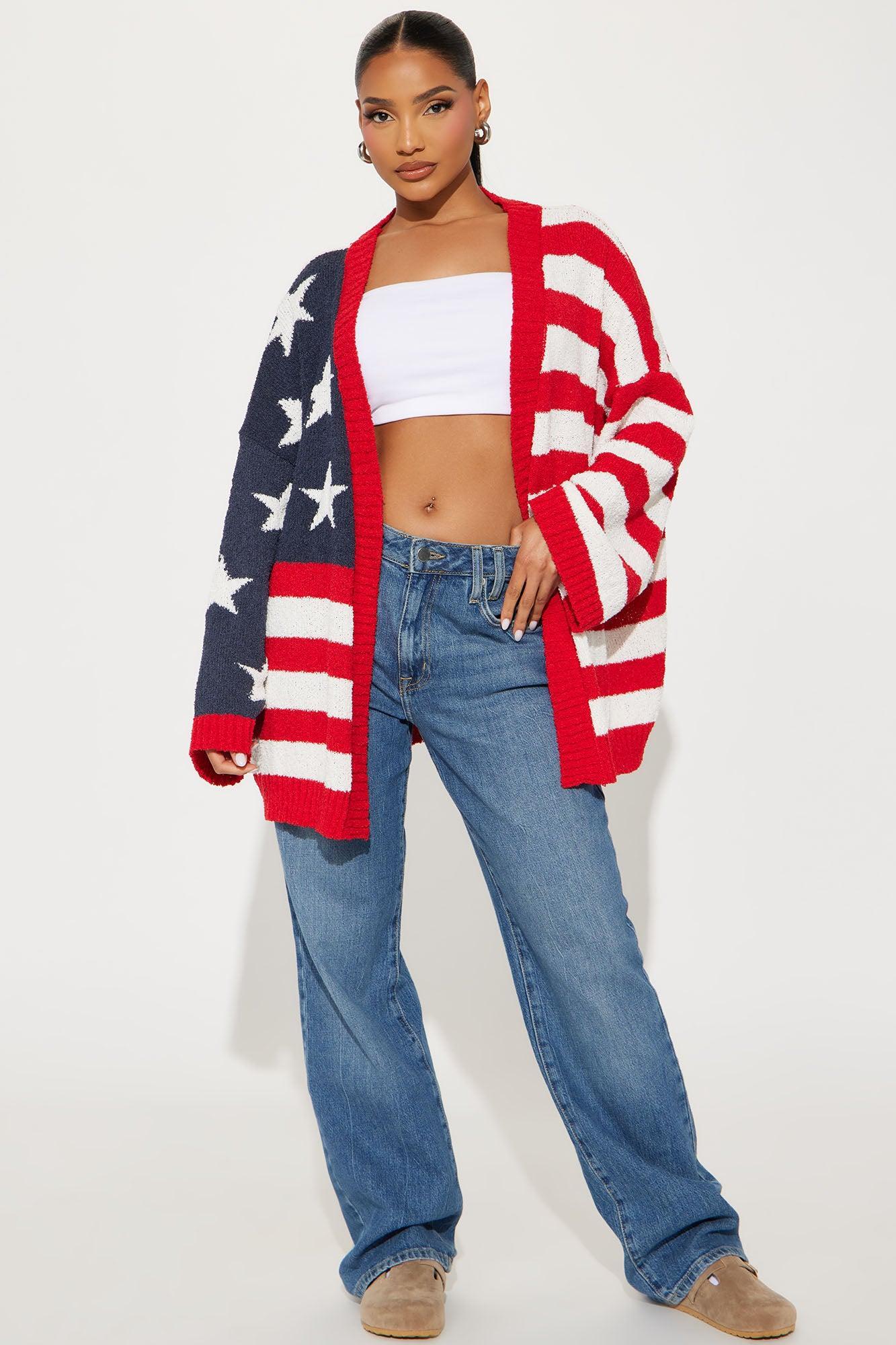 Stars And Stripes Cardigan - Red/combo Product Image