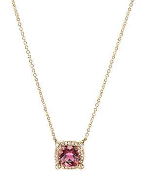 David Yurman Petite Chatelaine Pave Bezel Pendant Necklace in 18K Yellow Gold with Hampton Blue Topaz, 18 Product Image