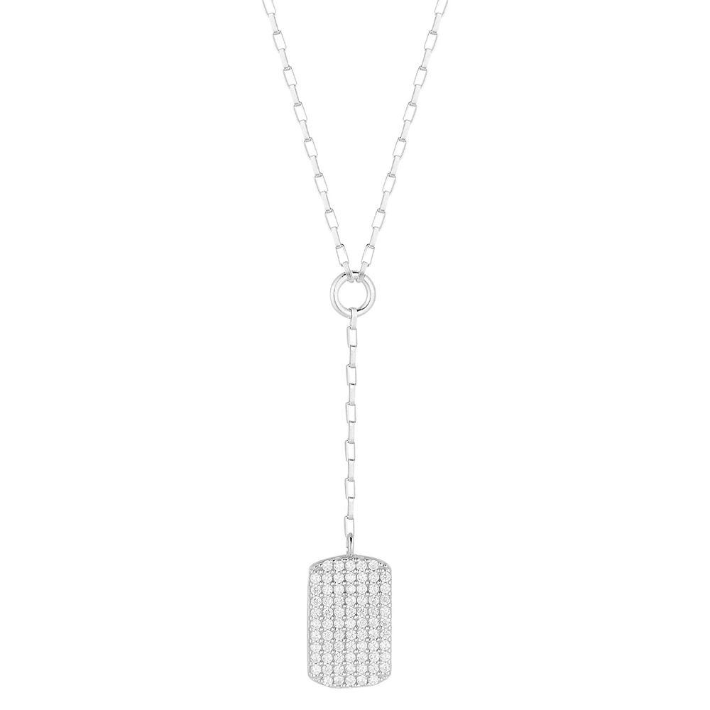 Sunkissed Sterling Cubic Zirconia Tag Lariat Necklace, Women's, Size: 17", Silver Tone Product Image