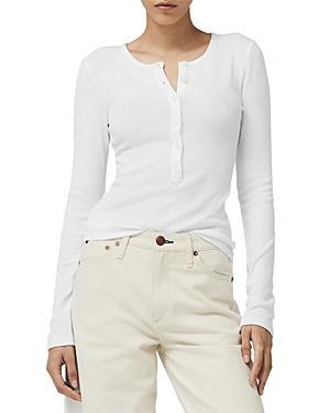 Womens Rib-Knit Henley Shirt Product Image