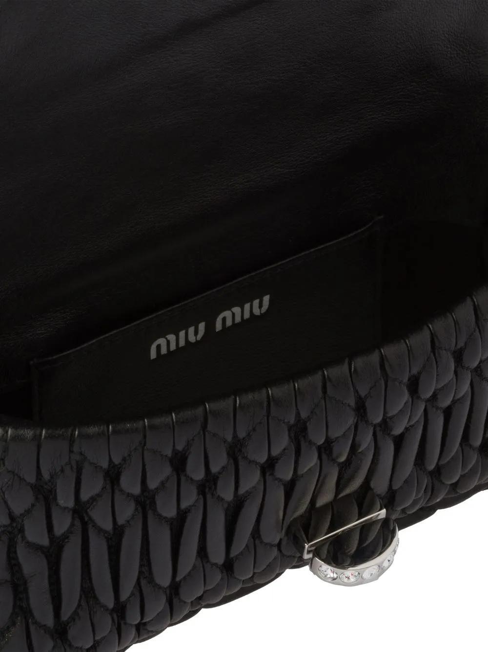 MIU MIU Miu Crystal Nappa Leather Mini Bag In Schwarz Product Image