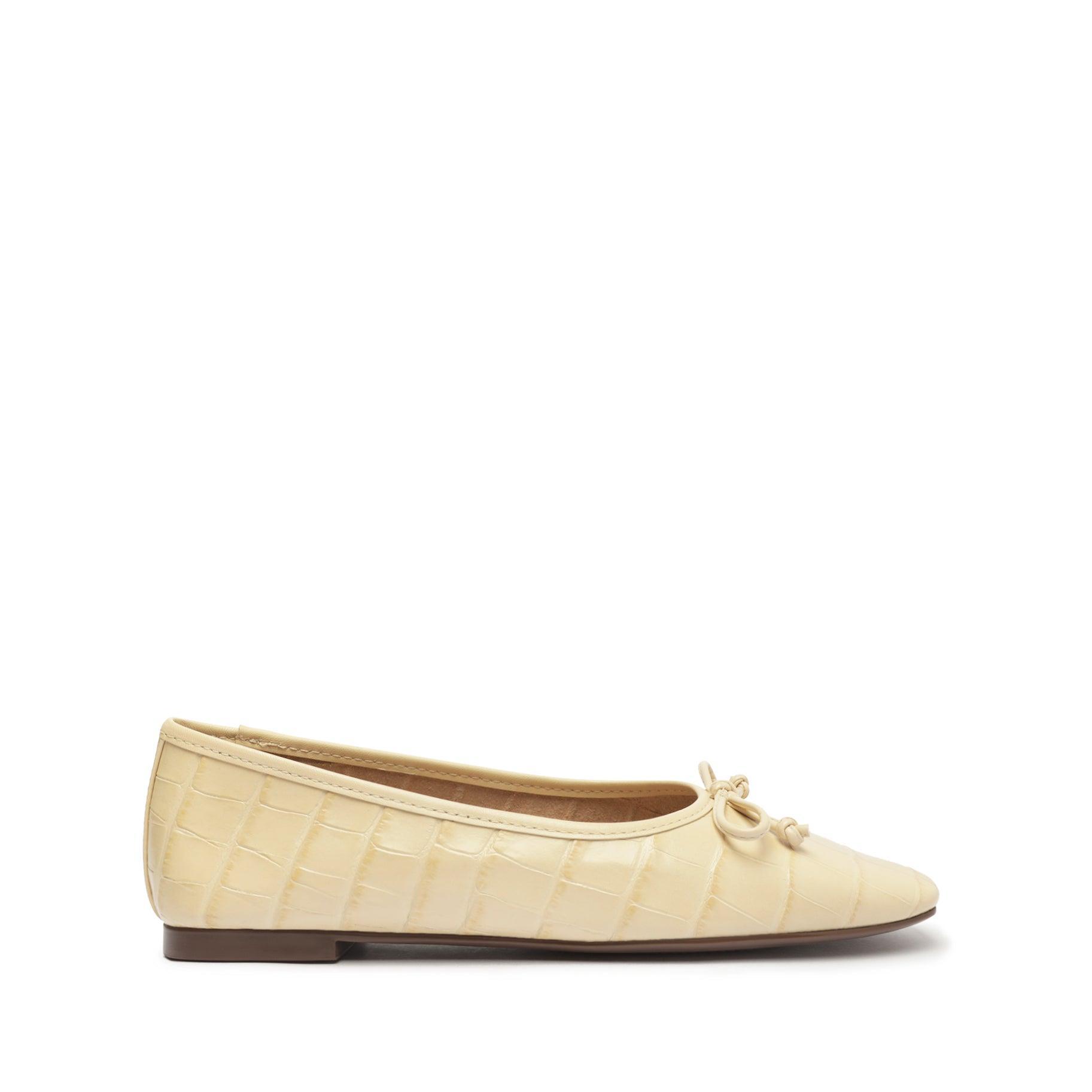 Arissa Crocodile-Embossed Leather Flat Female Product Image