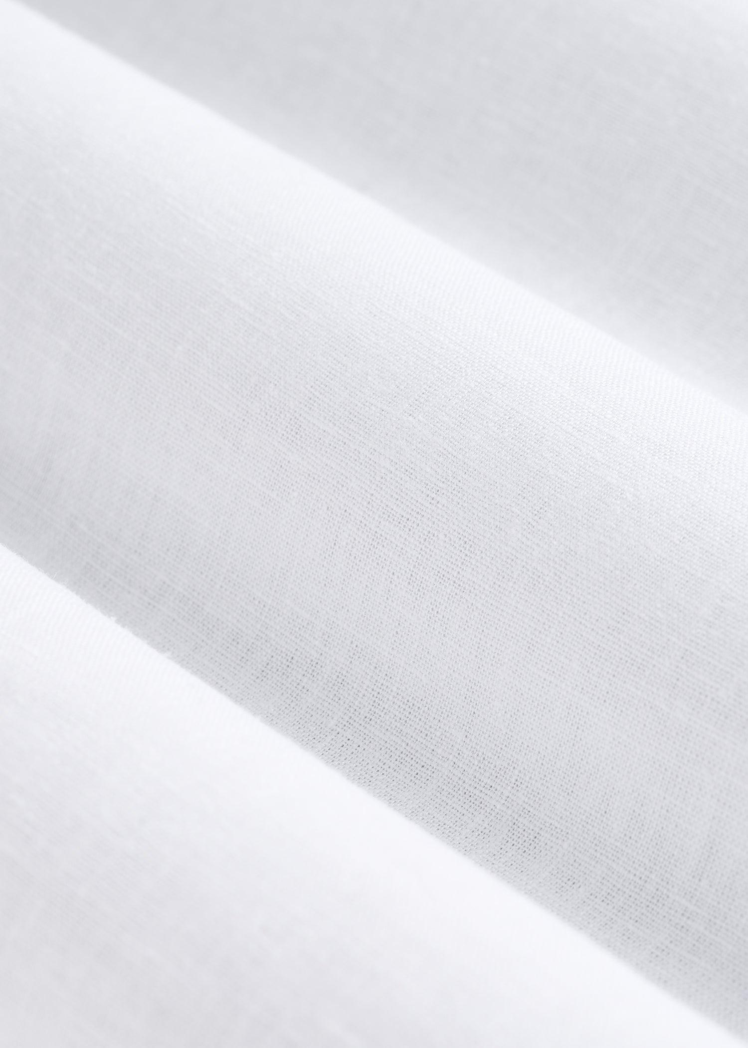 Band Collar Linen Button Shirt for Tall Men in Optic White Product Image