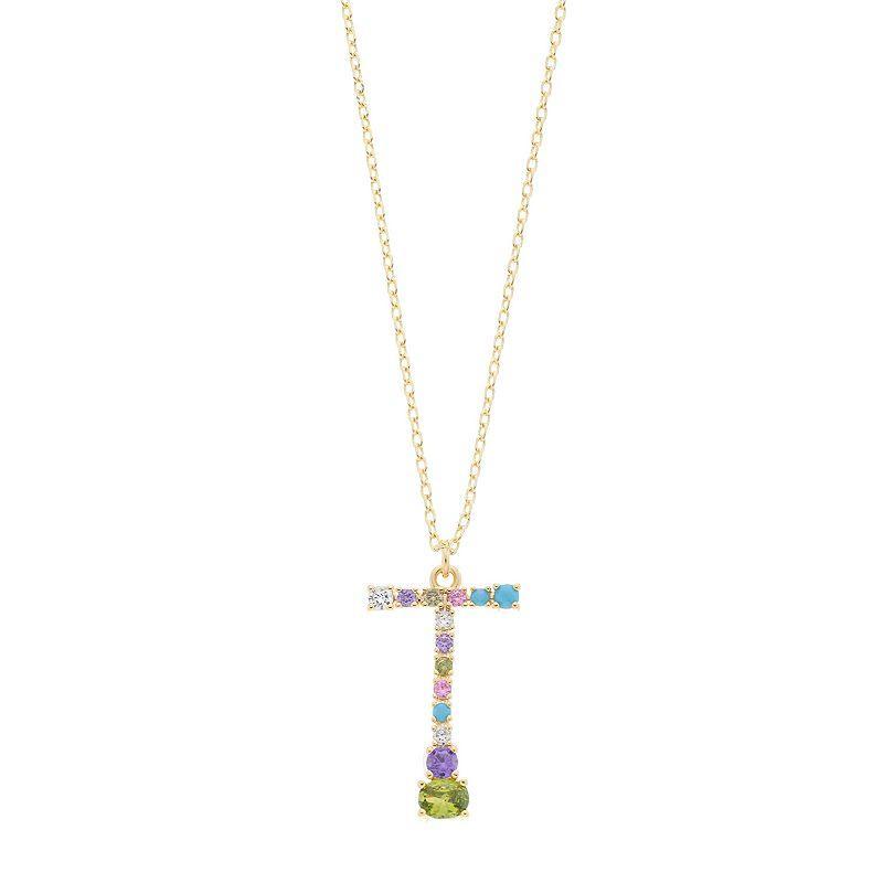 City Luxe Gold Tone Cubic Zirconia Initial Pendant Necklace, Women's, Gold Tone S Product Image
