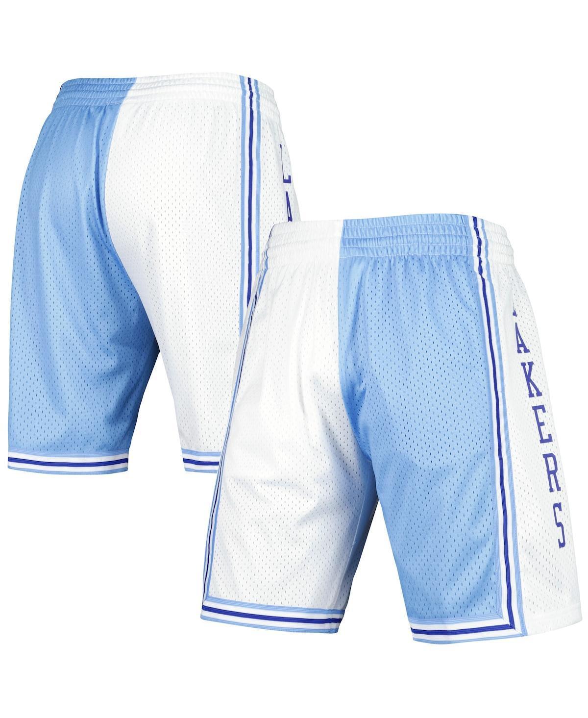 Men's Mitchell & Ness Powder Blue/White Los Angeles Lakers Hardwood Classics 1996 Split Swingman Shorts, Size: 3XL, Light Product Image