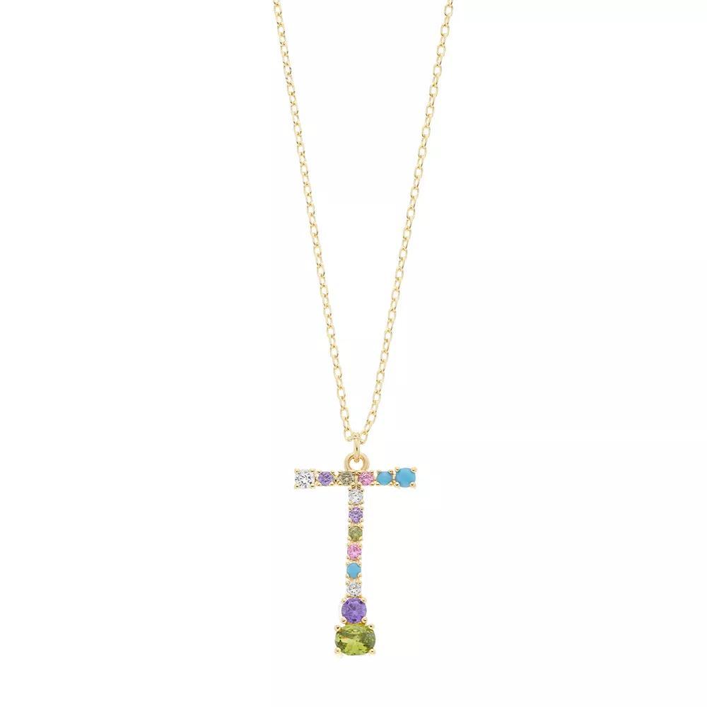 City Luxe Gold Tone Cubic Zirconia Initial Pendant Necklace, Women's, Gold Tone S Product Image