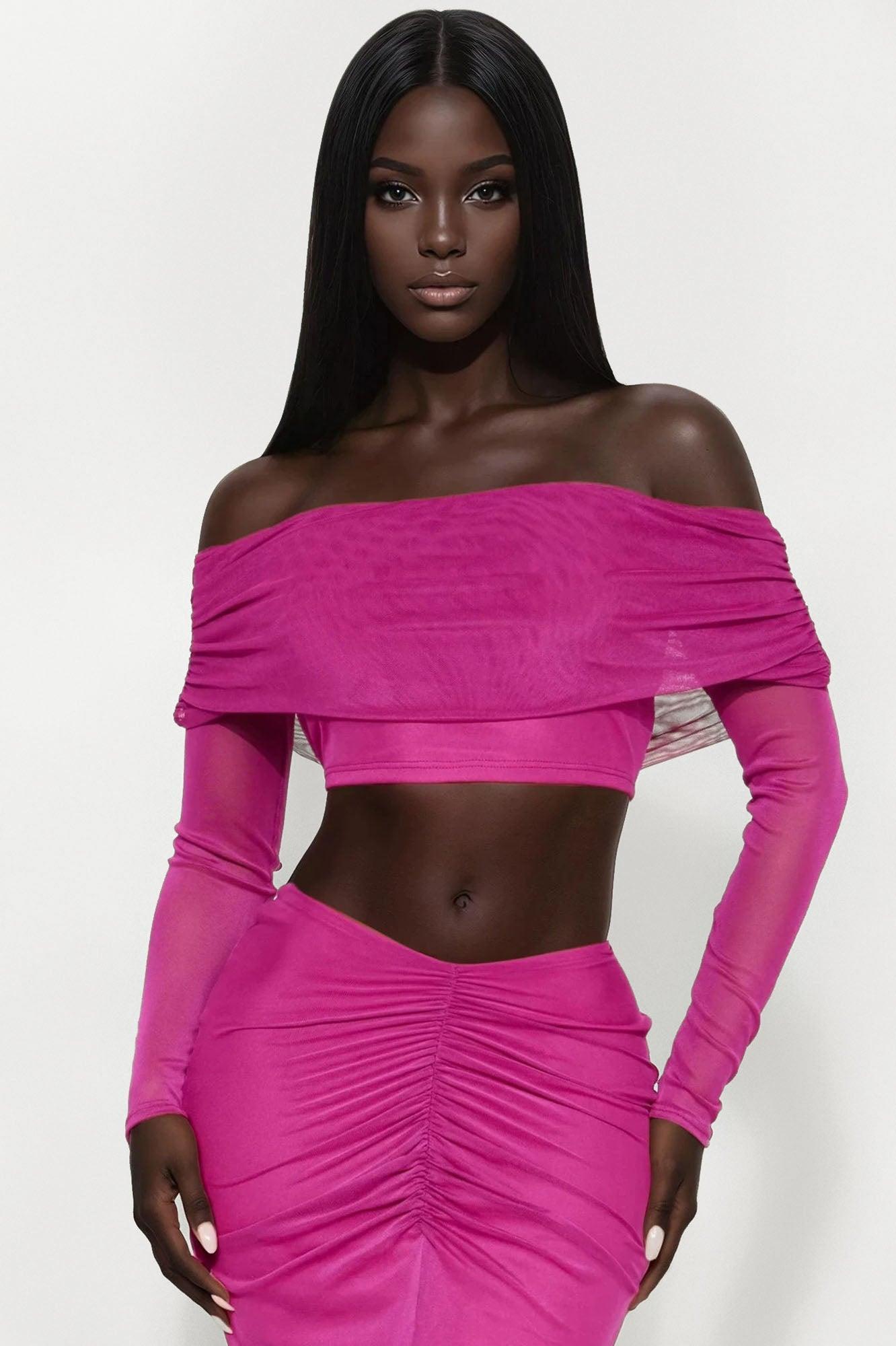 No Filter Mesh Skirt Set - Magenta Product Image