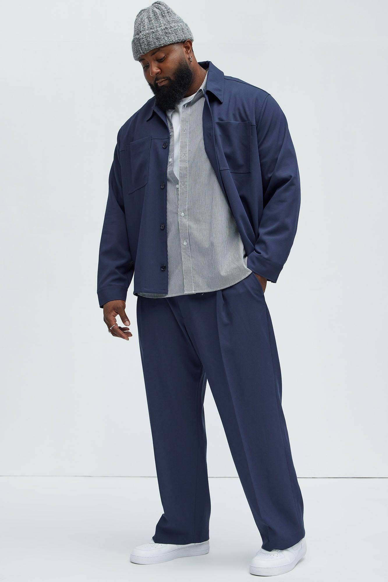 Ronan Relaxed Tapered Trousers - Navy Product Image