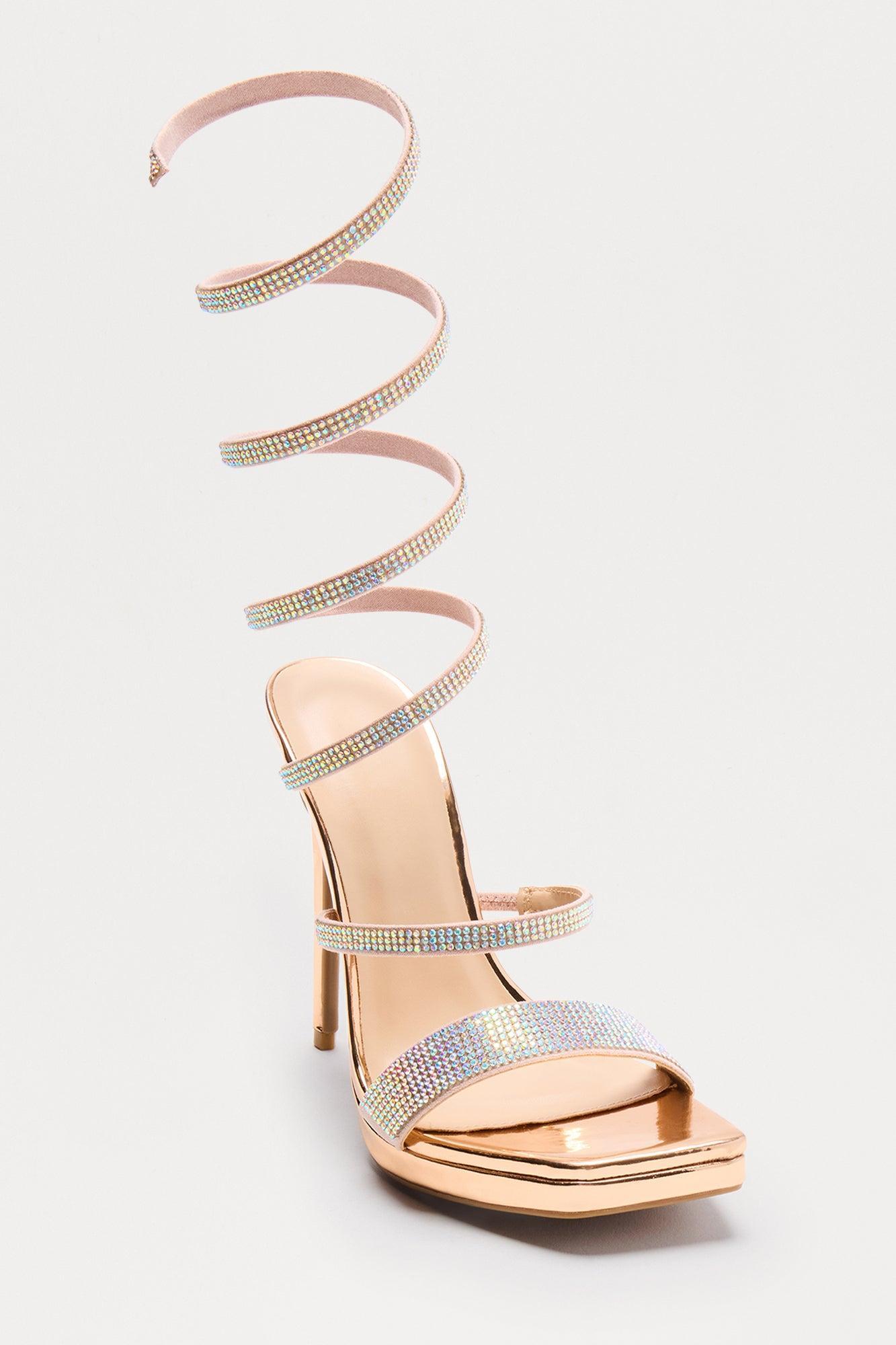 Bring Out The Wild Side Heeled Sandals - Rose Gold Female Product Image