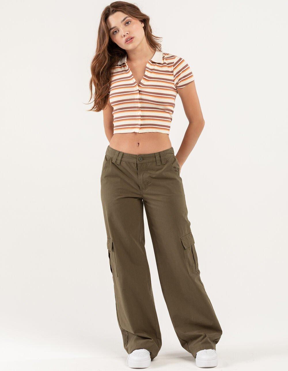 RSQ Womens Low Rise Cargo Pants - DK GREEN Product Image