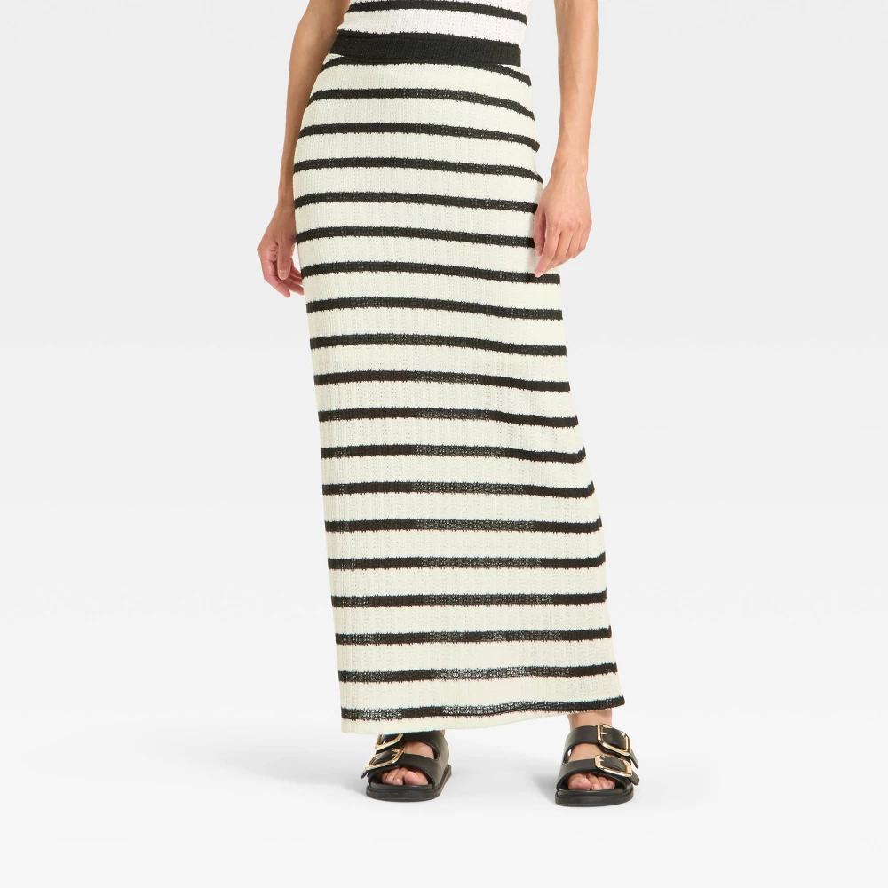 Womens Knit Openwork Maxi Sweater Skirt - Universal Thread Striped Product Image