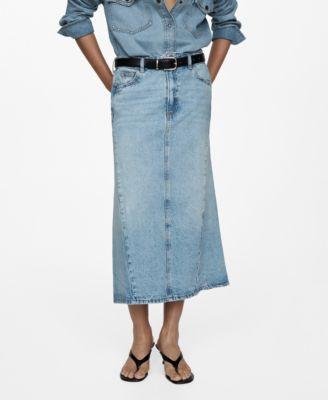 Mango Womens Slit Denim Skirt Blue Product Image