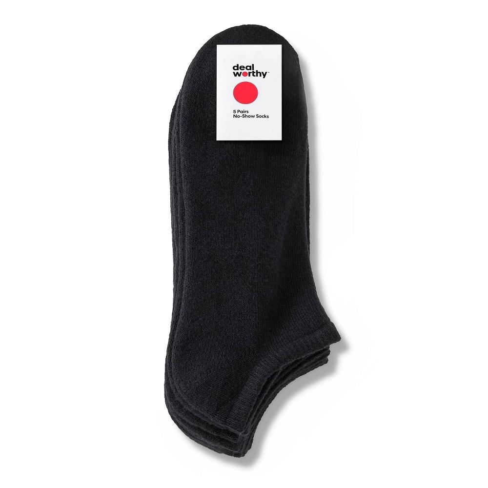 Men's No Show Socks 5pk - Dealworthy™ 6-12: Cushioned Sole, Midweight Knit, Size 6-12 Product Image