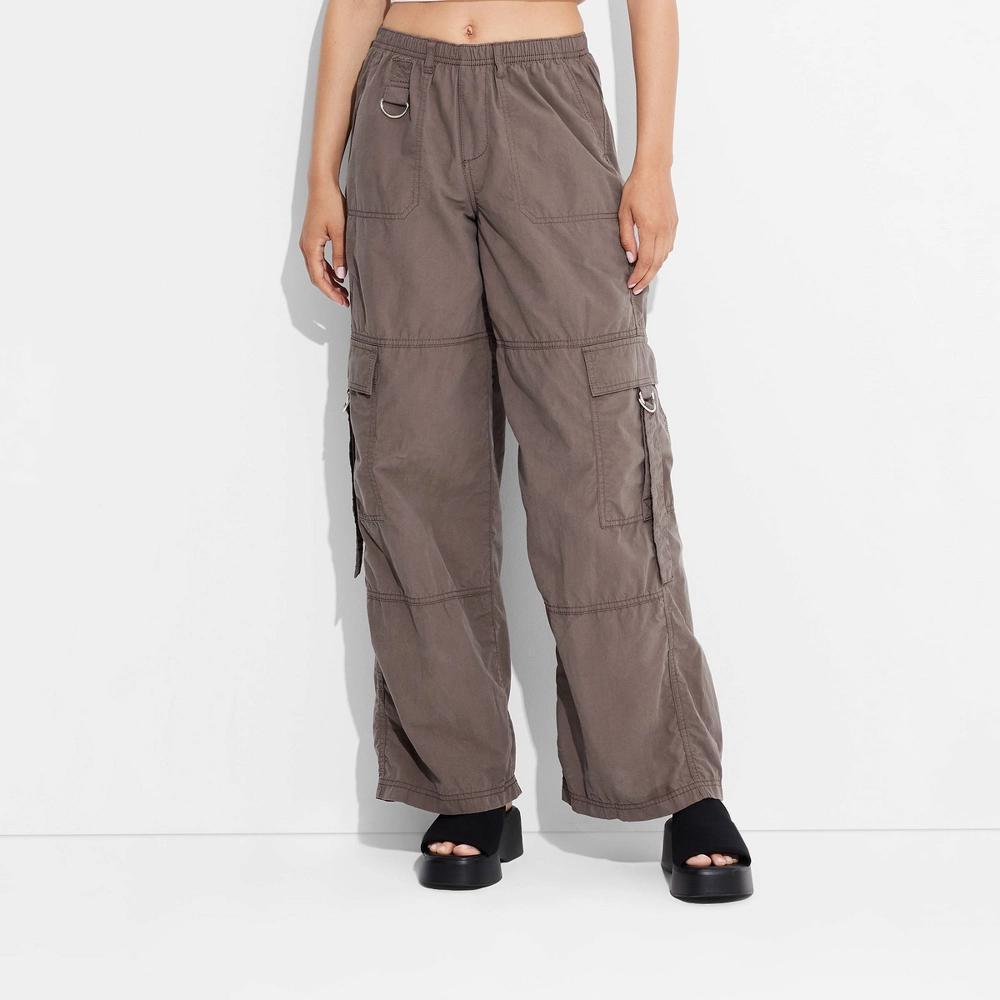 Womens Mid-Rise Wide Leg Cargo Pants - Wild Fable Pewter XL Product Image