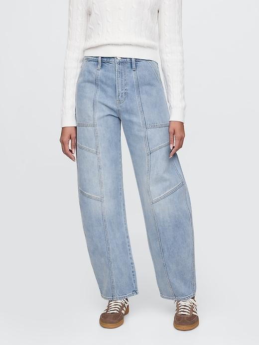 High Rise Seamed Barrel Jeans Product Image