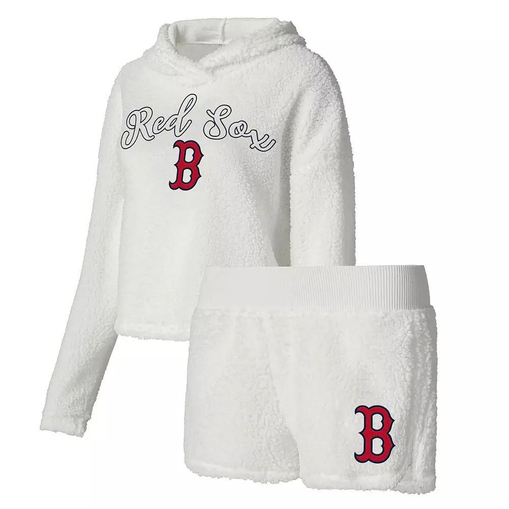 Women's Concepts Sport Cream Boston Red Sox Fluffy Hoodie Top & Shorts Sleep Set, Size: XL, Beige Product Image