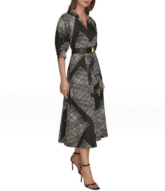 Donna Karan Cotton Sateen Button Front Midi Dress Product Image