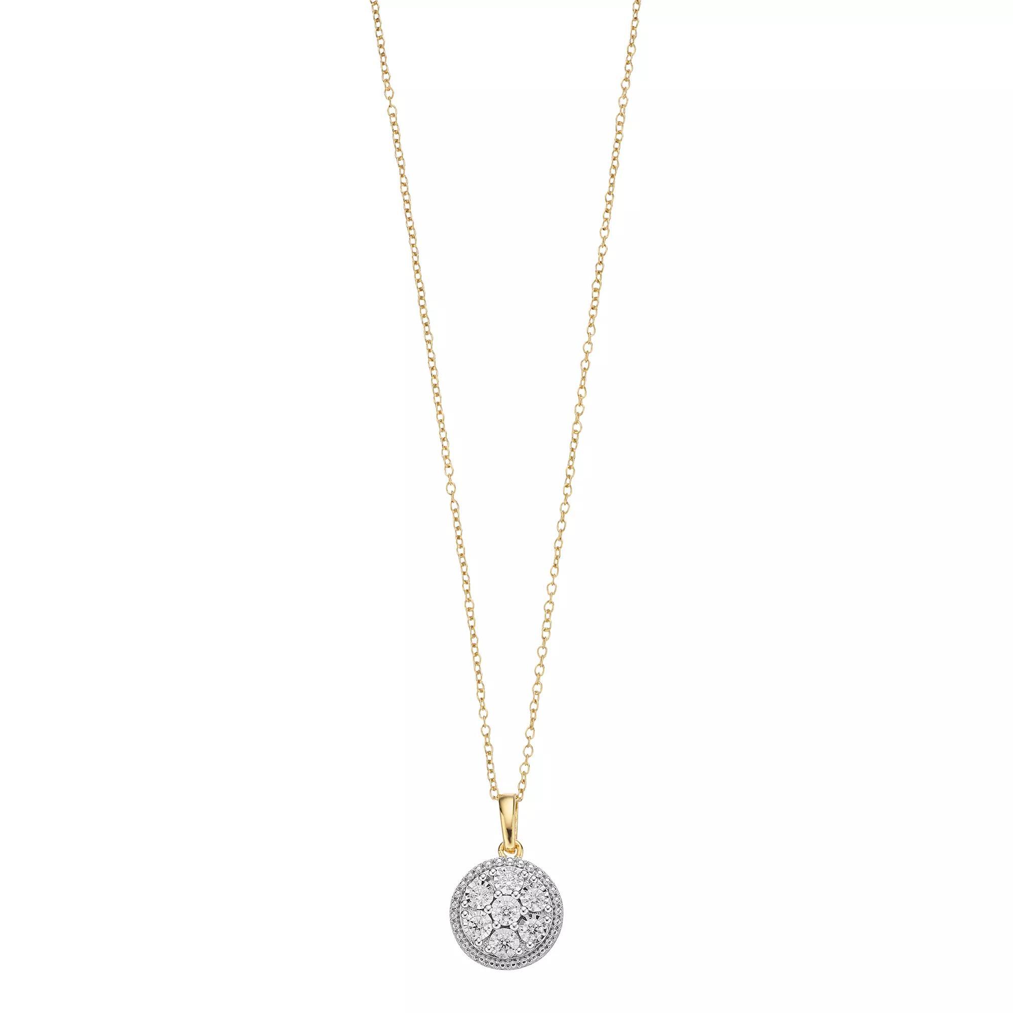 Diamond Brilliance Sterling Silver 1/4 Carat T.W. Lab-Created Diamond Cluster Pendant Necklace, Women's, Yellow Tone Product Image