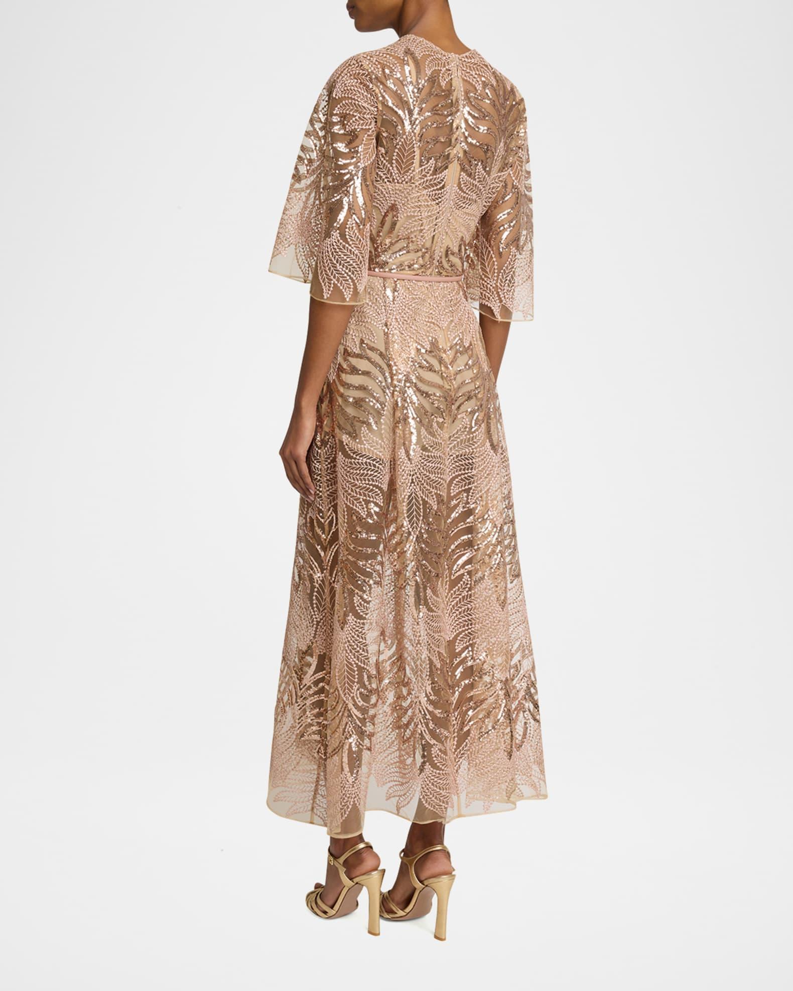 Sequin Embroidered Tulle Midi Dress Product Image