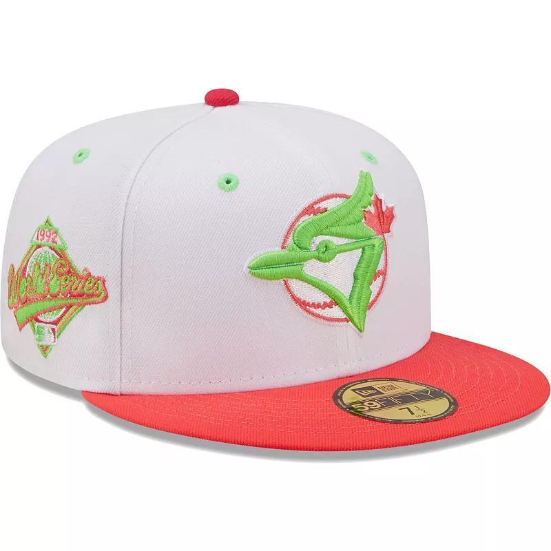 Men's New Era White/Coral Toronto Blue Jays 1992 World Series Strawberry Lolli 59FIFTY Fitted Hat, Size: 8, Jay White Product Image