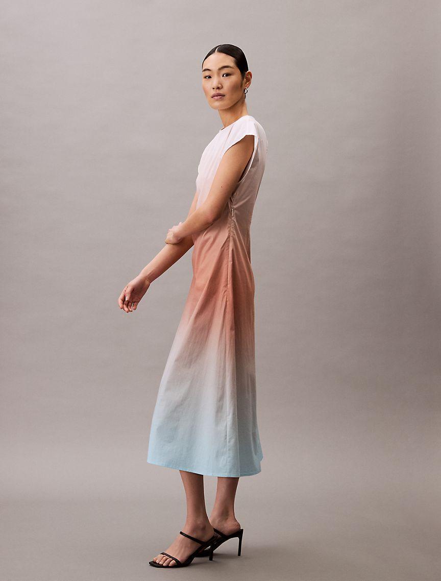 Printed Poplin Ombre Midi Dress Product Image