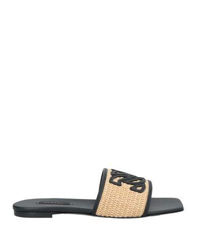 CASADEI Woman Sandals Sand Size 7 Leather, Natural Raffia In Beige Product Image