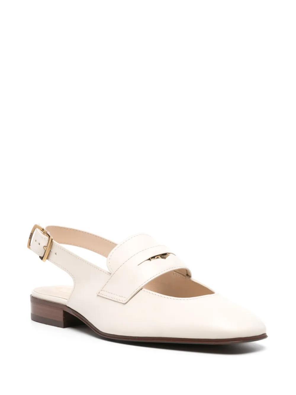 TOD'S Slingback Leather Loafers In White Product Image