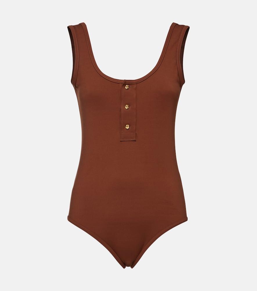 BOTTEGA VENETA Buttoned Swimsuit In Brown Product Image