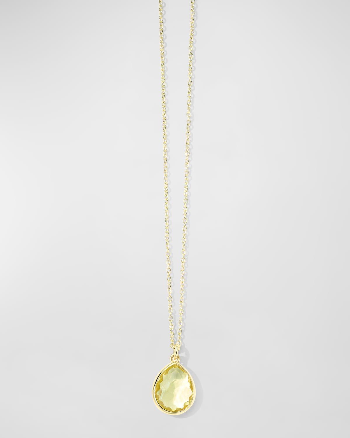 18K Gold Rock Candy Teardrop Pendant in Green Gold Citrine Product Image