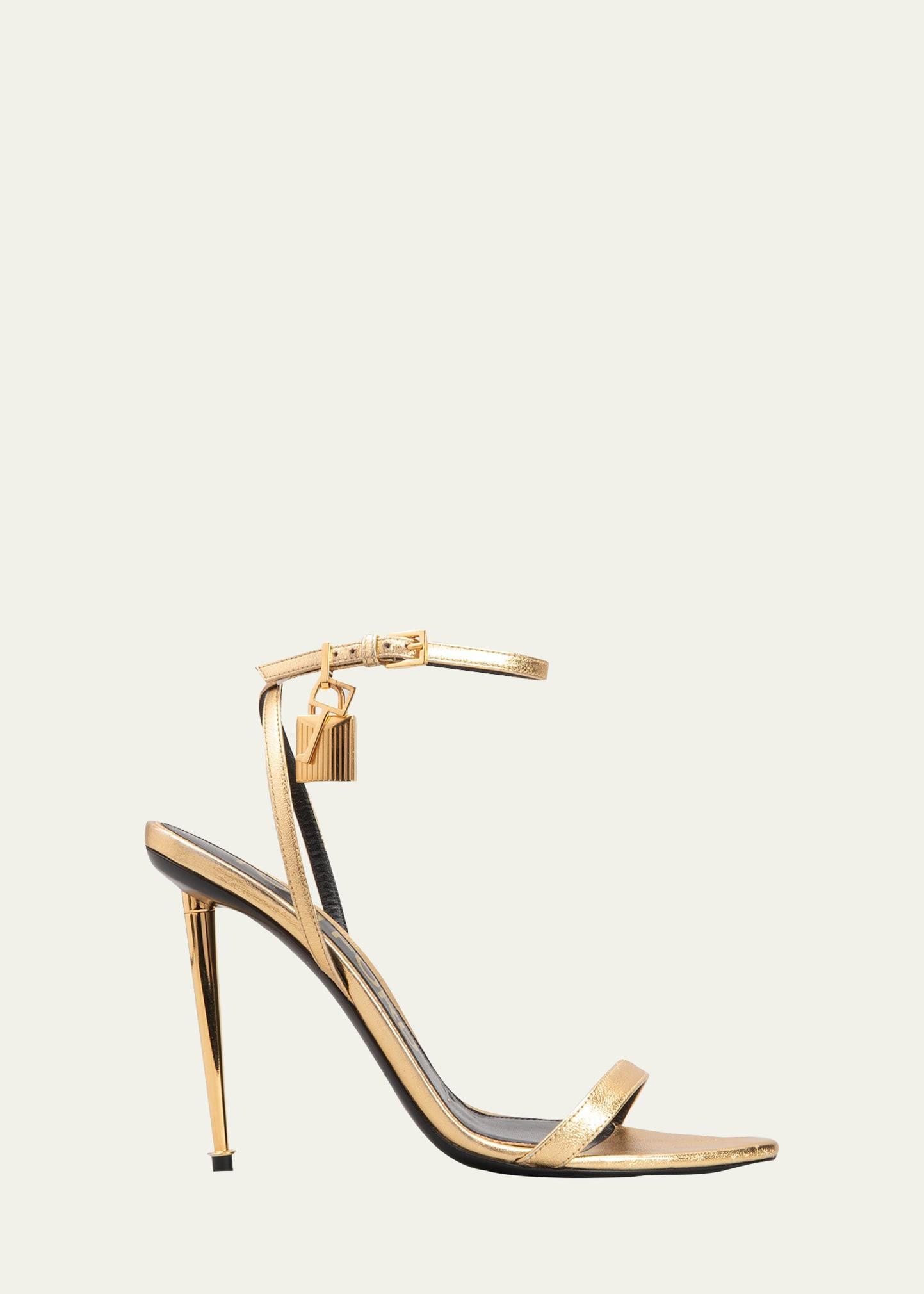 Lock Metallic Stiletto Sandals Product Image