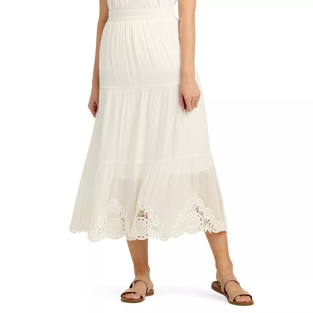 Womens AB Studio Pull-On Tiered Midi Skirt Product Image
