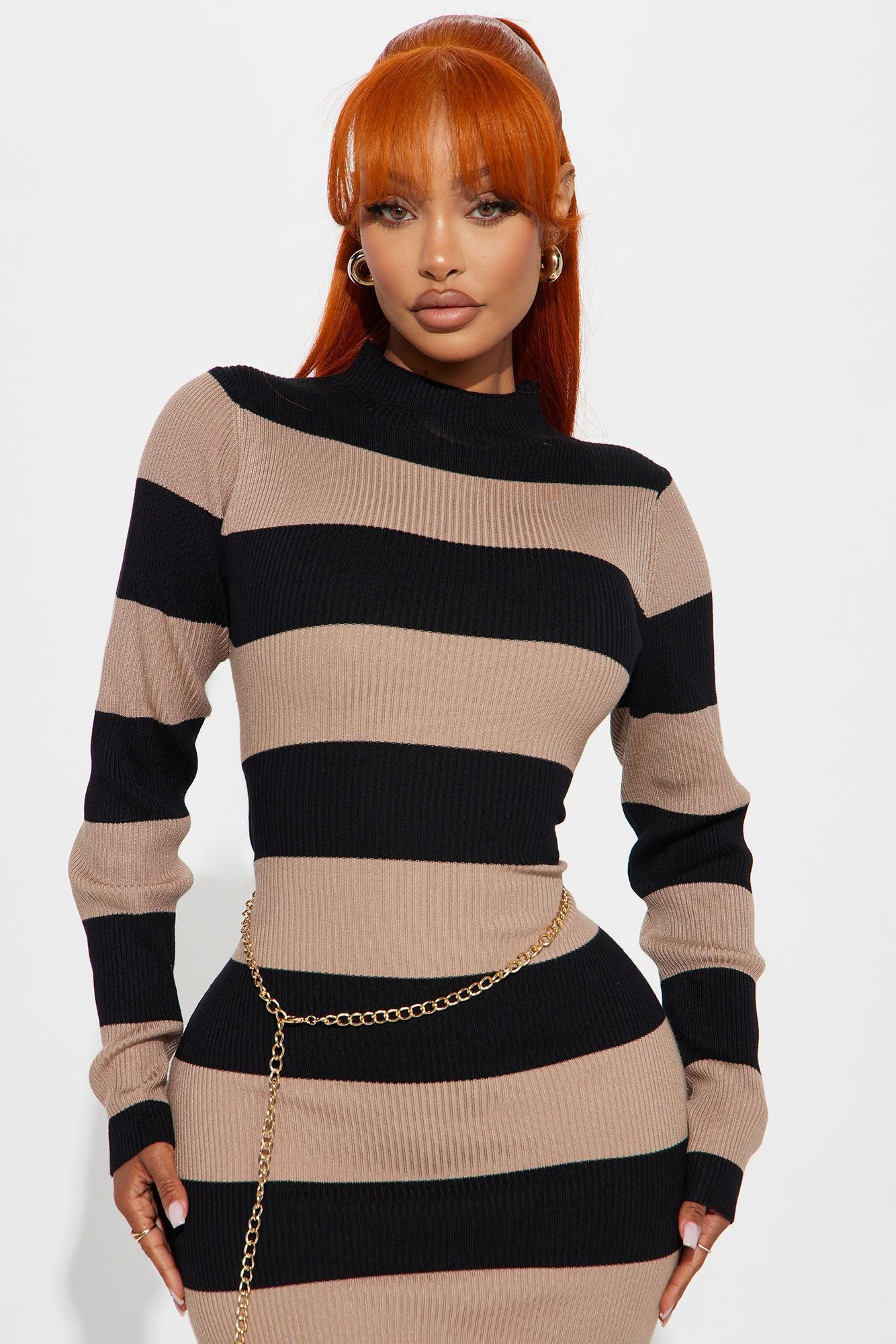 In The Stars Sweater Midi Dress - Black/combo Product Image