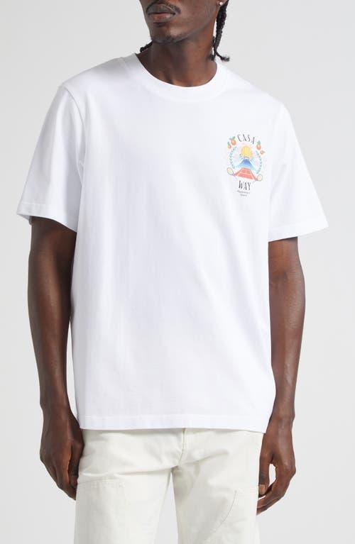 CASABLANCA T-shirt Girocollo Con Logo Sul Fronte In Cotone Bianca Uomo In Neutral Product Image
