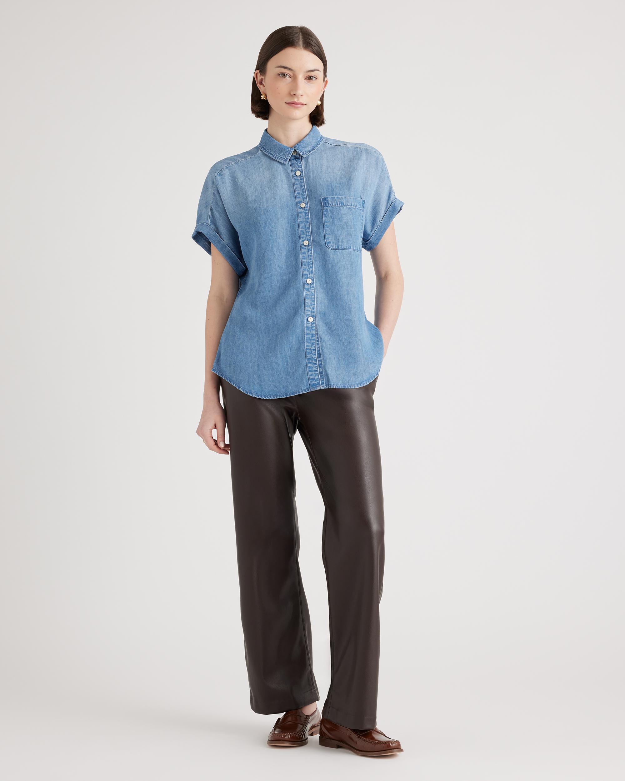 Quince | Women's Chambray Tencel Short Sleeve Shirt Product Image
