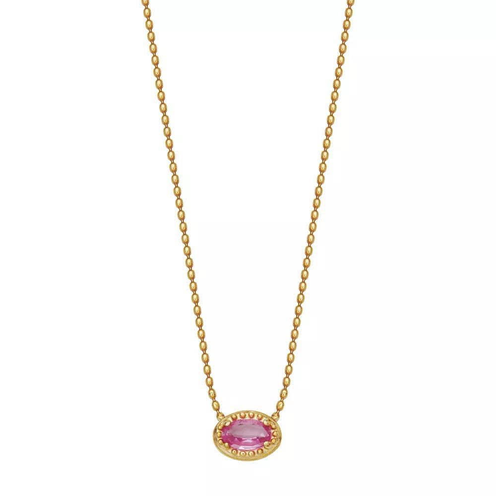 10k Gold Pink Sapphire Solitaire Necklace, Women's, Size: 18" Product Image