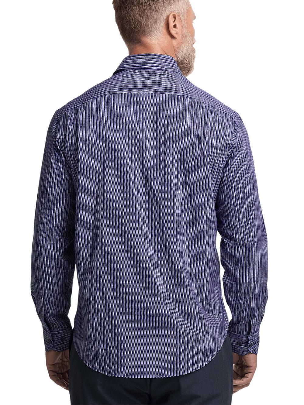 Performance Stretch Checkered Stripe Casual Shirt - Navy/purple Product Image