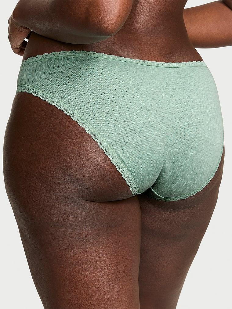 Cotton Pointelle Lace-Trim Bikini Panty Product Image