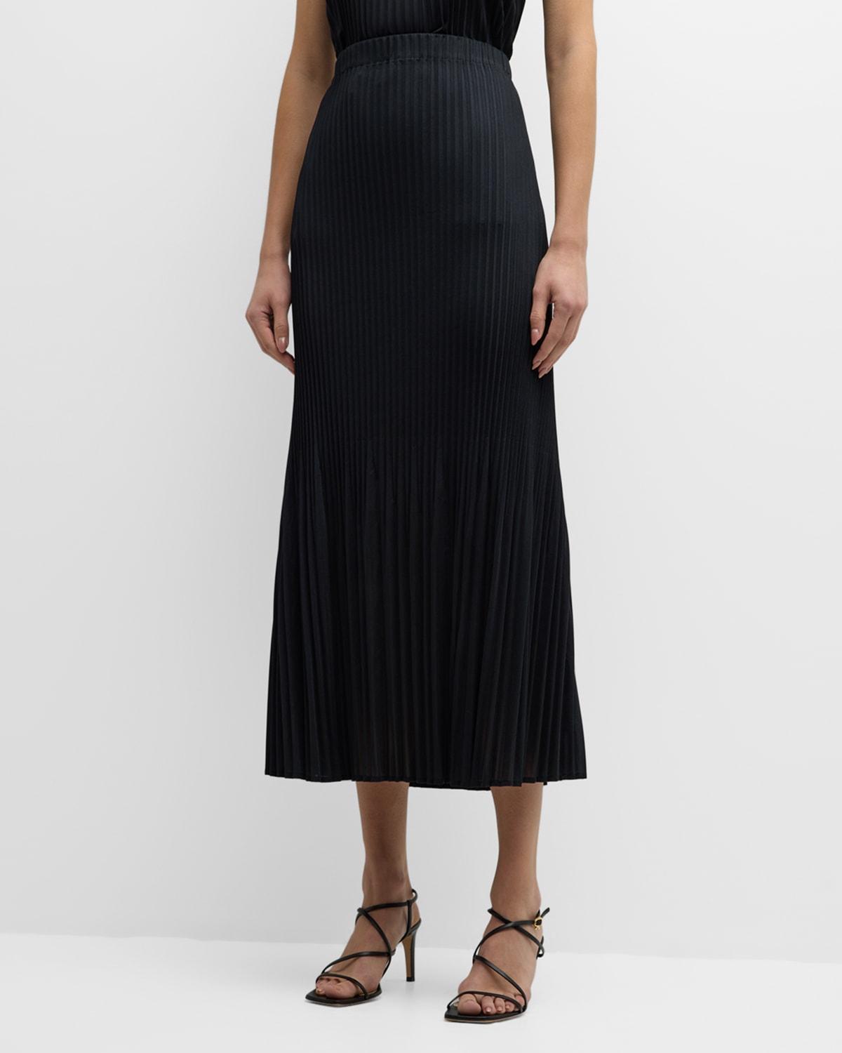 Womens Pleated Crepe De Chine Maxi Skirt Product Image
